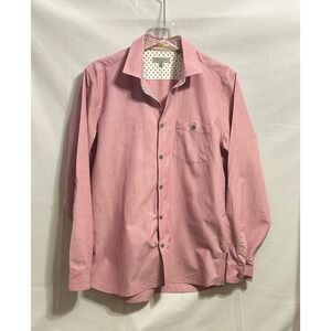 Ted Baker London Mens Red Long Sleeve Button Down Shirt Textured Tailored Size 4